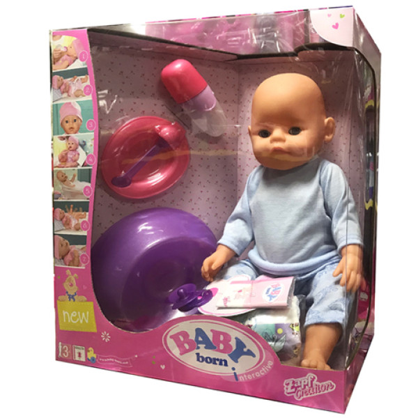 Пупс Baby Rial у бірюзовому костюмчику з пляшечкою і горщиком 805288-A