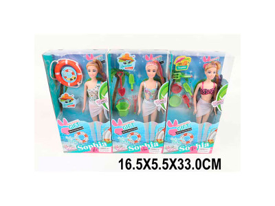Лялька типу "Барбі" в купальнику з пляжними аксесуарами 3 види JX100-71