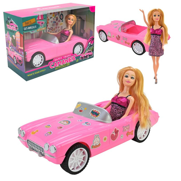 Лялька з машинкою з наліпками рожева KQ196 Лялька з машинкою з наліпками рожева KQ196