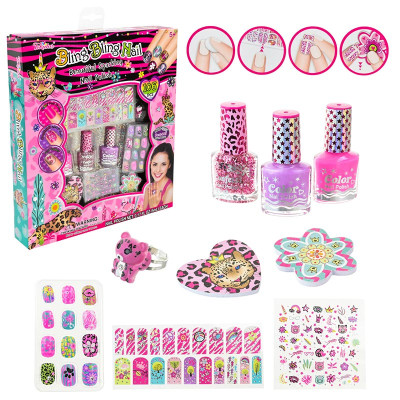 Набір для дитячого манікюру лак на водній основі наліпки накладні нігті N02LP