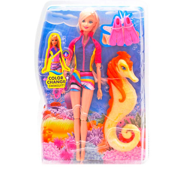 Лялька шарнірна з морським коником та аксесуарами на блістері 68077