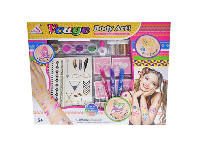 Косметика (набір тату трафарет клей блиск) J-001 Косметика (набір тату трафарет клей блиск) J-001