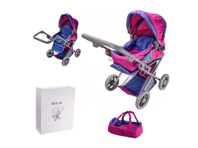 Коляска-трансформер зима-літо знімна перенесення корзина рожевий + синій 9346