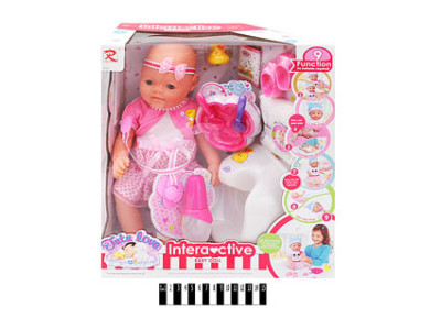 Пупс функціональний з аксесуарами (пє з пляшечки і горщик) 8192