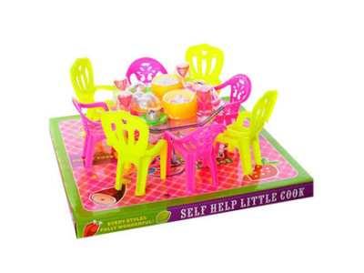 Столова стіл 4 стільці посуд у слюді 255-24-11см A8-323