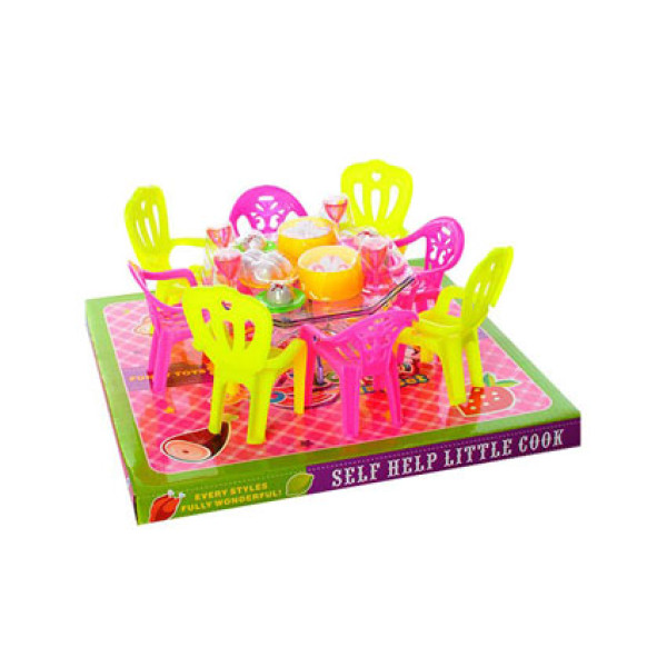 Столова стіл 4 стільці посуд у слюді 255-24-11см A8-323