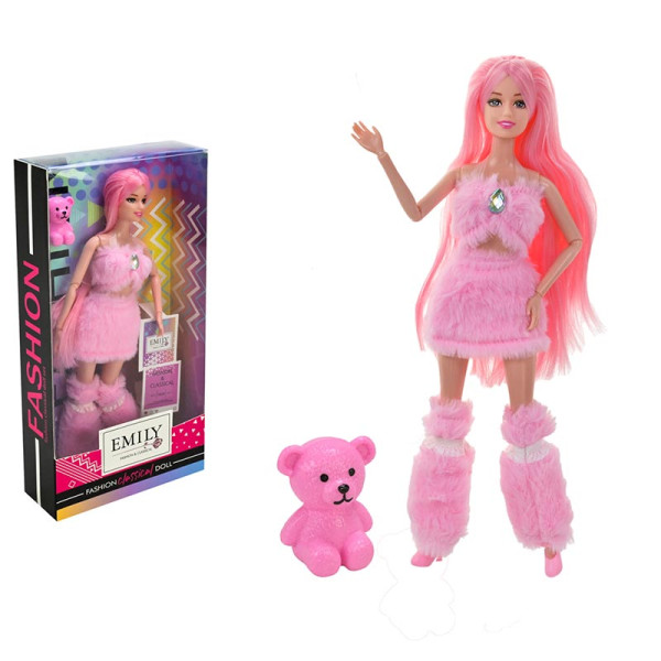 Лялька з хутровим вбранням 29 см QJ139C_Pink