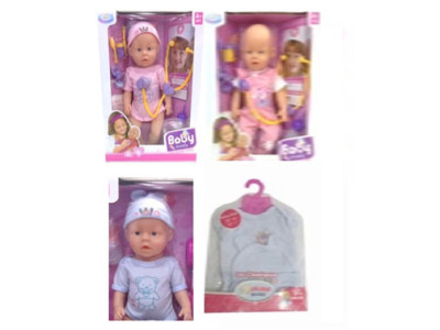 Пупс функціональний з аксесуарами (пє-писає з коляскою) 4 види WZJ009C-1/5/6