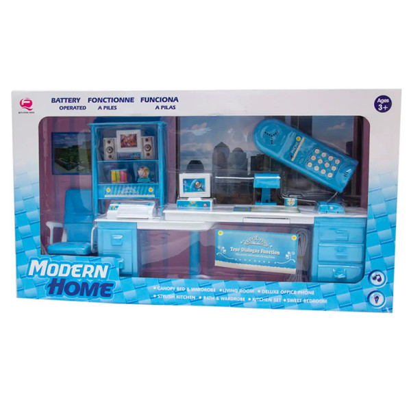 Ігровий набір - ляльковий кабінет Сучасний будинок блакитний пластиковий 25338B Ігровий набір - ляльковий кабінет Сучасний будинок блакитний пластиковий 25338B