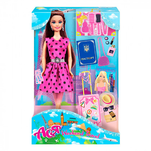 Ася. Лялька Ася 28смз акс-Мандрівний набір вікенд брюн. 35136