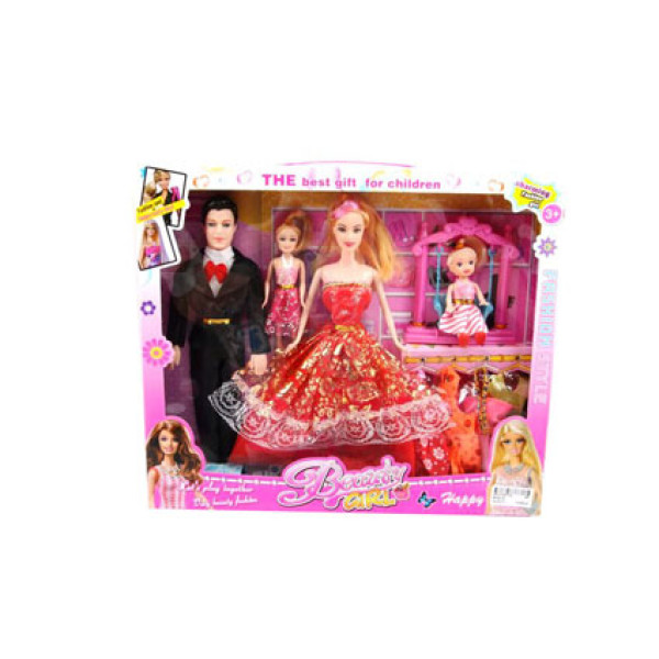 Лялька Барбі Сімя з лялечками гойдалкою одягом 8638-C4