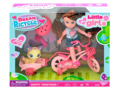 Лялька Little girls з велосипедом 63003