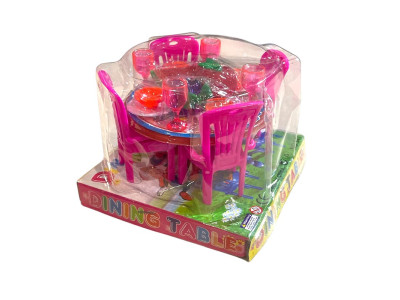 Меблі для ляльок Стіл і стільці рожеві 947_Pink