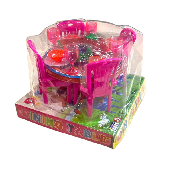 Меблі для ляльок Стіл і стільці рожеві 947_Pink