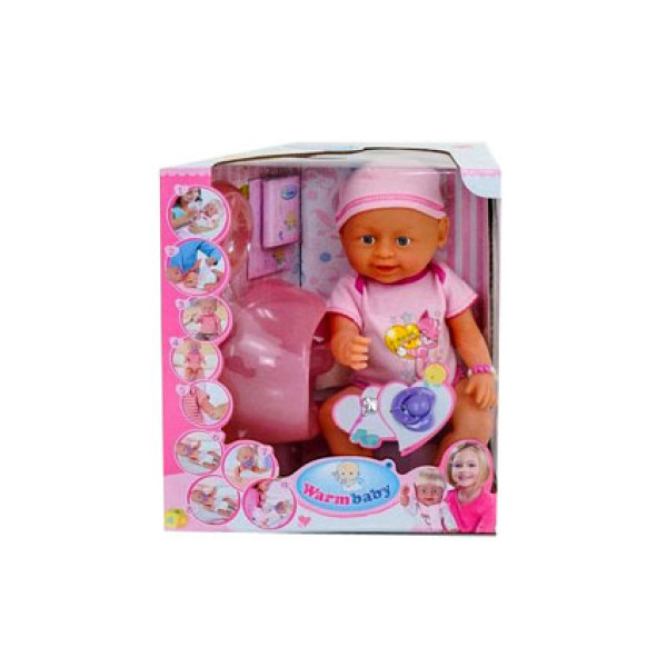 Лялька-пупс WarmBaby в шапочці з аксесуарами GC040536