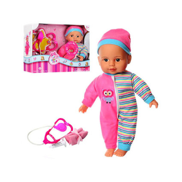 Пупс мяконабивний музичний 33см із набором лікаря HDL1458