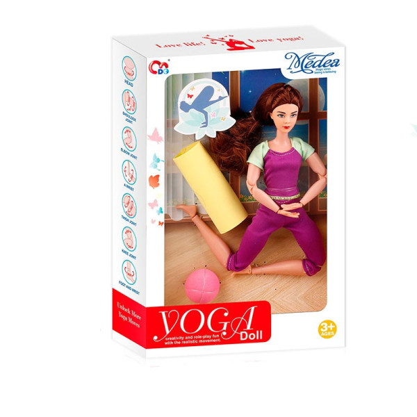 Лялька йогиня з килимком і м'ячем 29 см JJ8677Q Лялька йогиня з килимком і м'ячем 29 см JJ8677Q