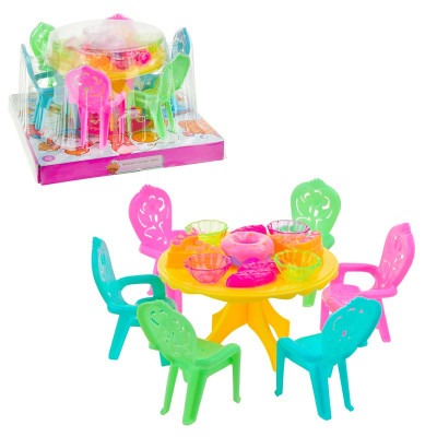 Меблі для ляльок Стіл продукти і стільці A8-8A Меблі для ляльок Стіл продукти і стільці A8-8A