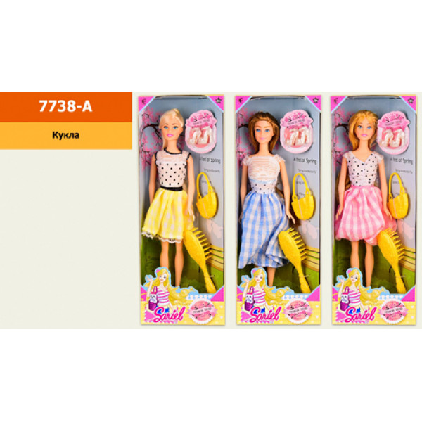 Лялька сумочка гребінець туфельки 3 види 7738-A