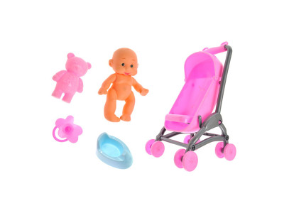 Пупс з візочком та аксесуарами в сітці LD5588B-9