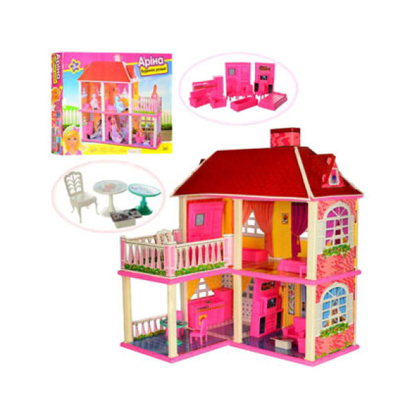 Будиночок 2в1 2 поверхи з меблями для ляльки 16см 6980 Будиночок 2в1 2 поверхи з меблями для ляльки 16см 6980