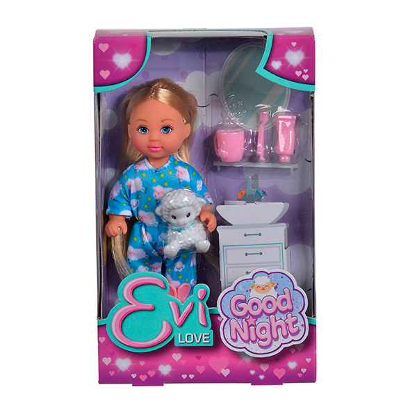 Лялька Еві "Вечірня казка" у піжамі з іграшкою та аксес. для 5733406