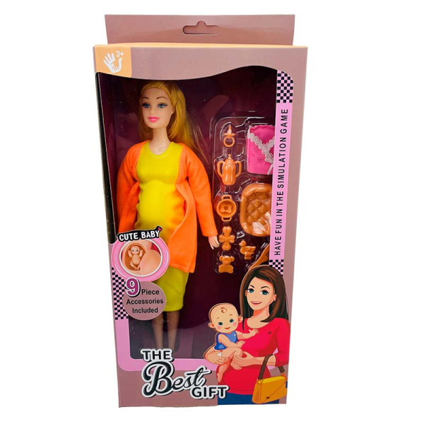 Лялька 29 см вагітна з аксесуарами 1183_Orange-Yellow Лялька 29 см вагітна з аксесуарами 1183_Orange-Yellow