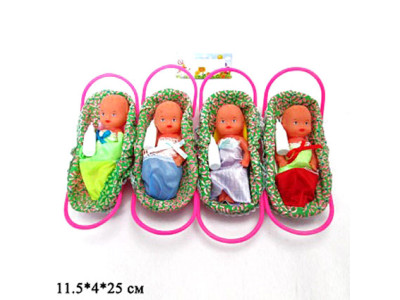 Лялька-пупс у кошику з соскою 15 см 719V