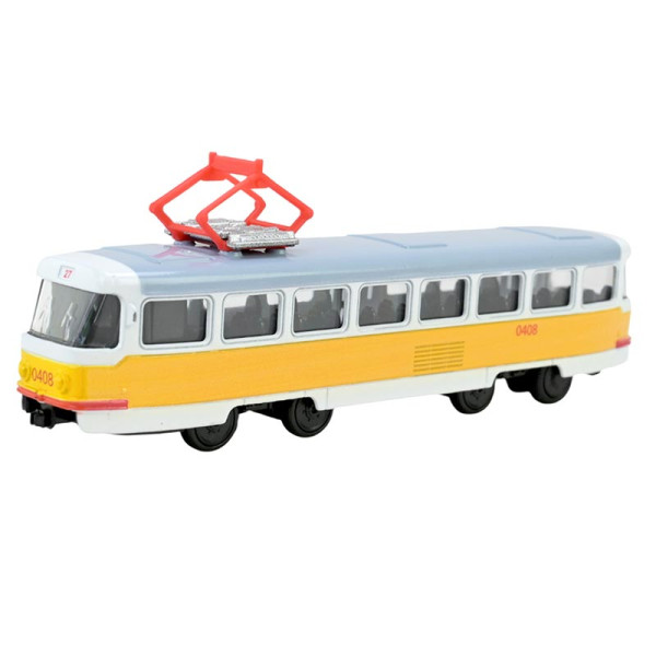 Трамвай АВТОПРОМ 1:54 195 см 6411ABD_Yellow-Gray