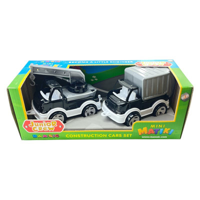 Набір машинок Бамсік кран з сміттєвозом 002/15_Black-Gray Набір машинок Бамсік кран з сміттєвозом 002/15_Black-Gray