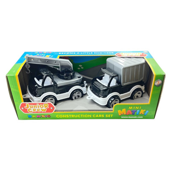 Набір машинок Бамсік кран з сміттєвозом 002/15_Black-Gray Набір машинок Бамсік кран з сміттєвозом 002/15_Black-Gray