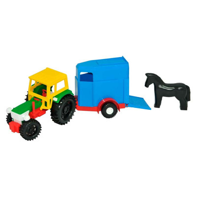 Машинка Трактор Tigres з пластиковим причепом. 39009_Horse-Carriage Yellow-Blue