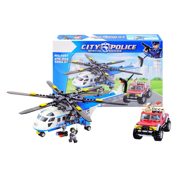 Конструктор City police поліцейський вертоліт і червоний джип 1201 Конструктор City police поліцейський вертоліт і червоний джип 1201