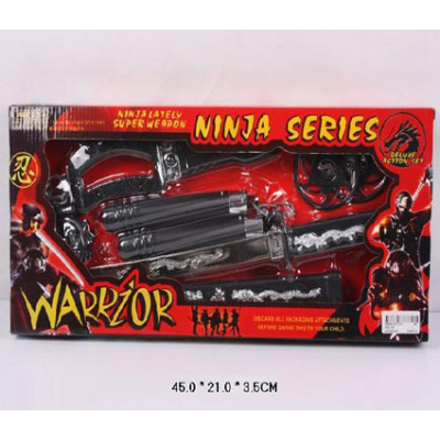 Набір зброї "Ninja" меч сюрікени нунчаки в коробк RZ1157
