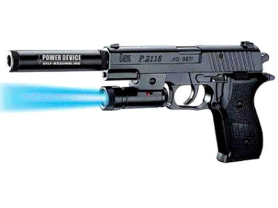 Пістолет спринговий (кульки глушник глушник лазер) P2118-B+ Пістолет спринговий (кульки глушник глушник лазер) P2118-B+