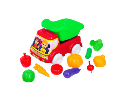 Машинка Бамсик самоскид №5 з овочами 3691_Red-Green