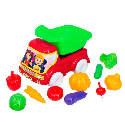 Машинка Бамсик самоскид №5 з овочами 3691_Red-Green