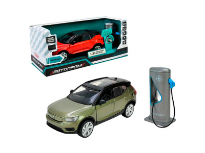 Машинка Автопром Volvo XC40 Recharge 1:32 зі світлом і звуком металева 68703_Khaki