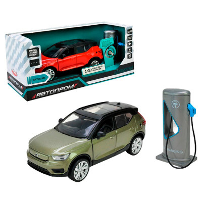 Машинка Автопром Volvo XC40 Recharge 1:32 зі світлом і звуком металева 68703_Khaki
