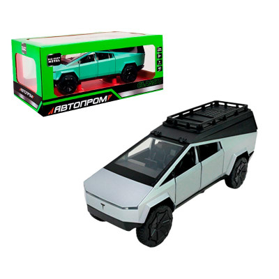 Машинка Автопром Tesla Pickup 1:24 металева зі світлом і звуком AP7727_Silver