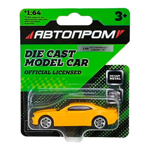 Машинка Автопром 1:64 металева AP6406_Yellow Camaro