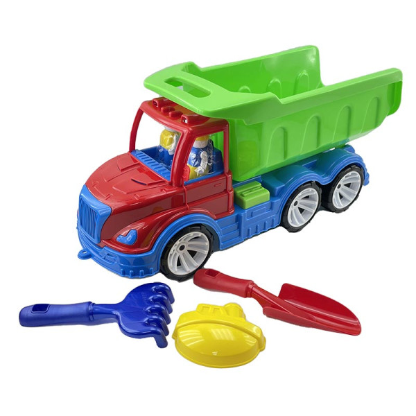 Дитячий самоскид Mati лопата грабельки ремінь Бамсик 009/13_Red-Green