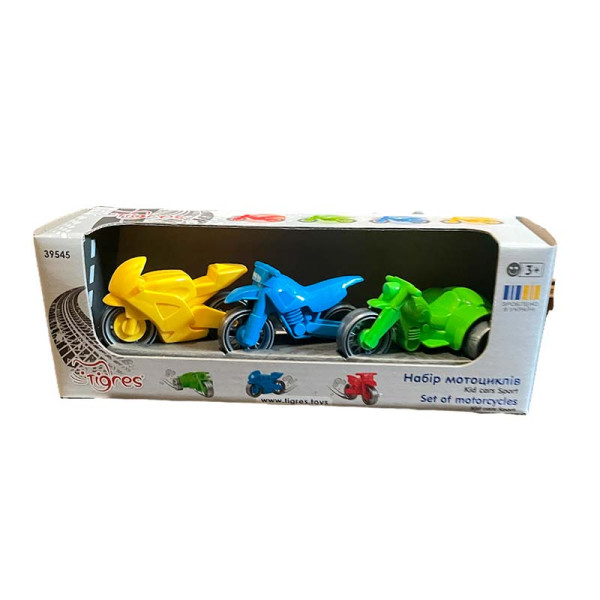 Набір мотоциклів Tigres "Kid cars Sport" 3 в1 39545_Yellow-Blue-Green Набір мотоциклів Tigres "Kid cars Sport" 3 в1 39545_Yellow-Blue-Green