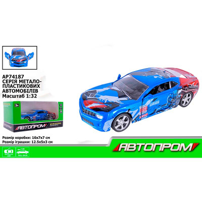 Машина мет. АВТОПРОМ 1:32 відчиняются двері AP74187_Blue