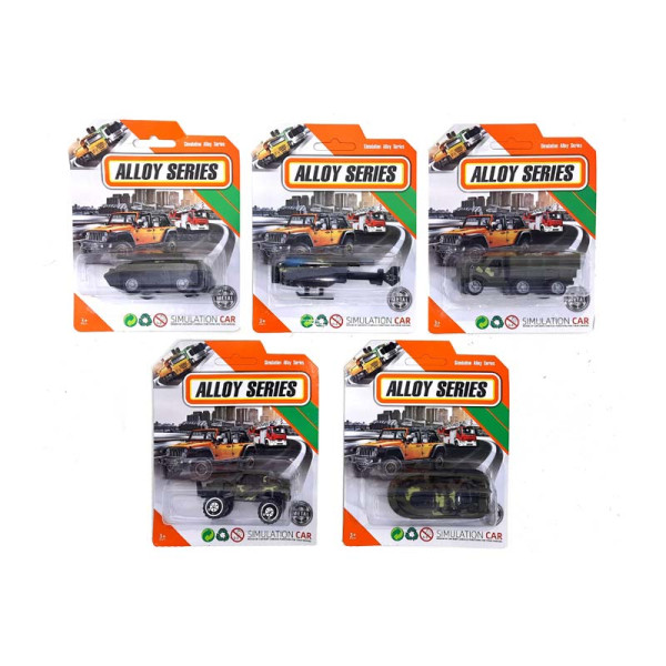 Машина металева військова на блістері 5видів C116-J р.15*12*26см C116-J