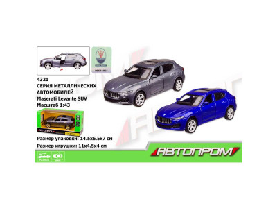 Машина мет.АВТОПРОМ 1:43 Maserati Levante SUV2 кольори відк.двері короб. 4321