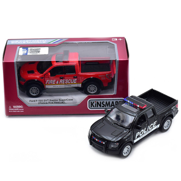 Машина Kinsmart "FORD F-150 SVT RAPTOR SUPERCREW (2013)" поліція/пожежна KT5365WPR Машина Kinsmart "FORD F-150 SVT RAPTOR SUPERCREW (2013)" поліція/пожежна KT5365WPR