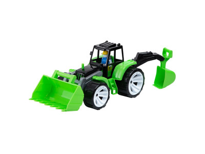 Іграшковий трактор BAMS 2 ковша чорна кабіна Бамсик 007/17_Green Іграшковий трактор BAMS 2 ковша чорна кабіна Бамсик 007/17_Green