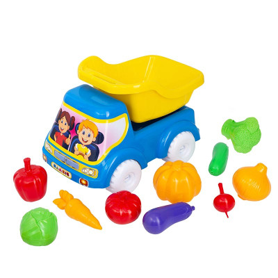 Машинка Бамсик самоскид №5 з овочами 3691_Blue-Yellow