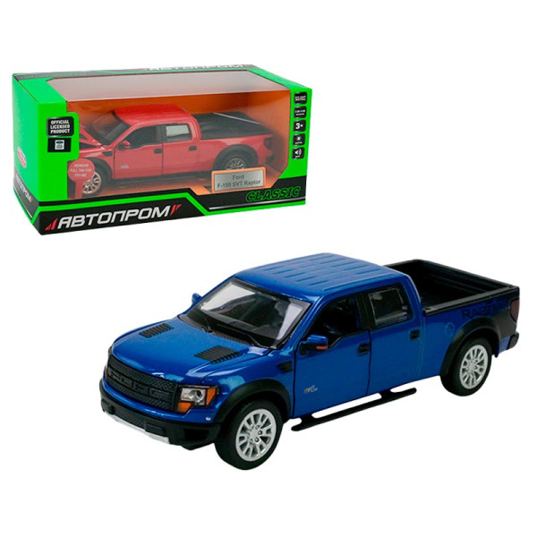 Машинка Автопром Ford F-150 SVT Raptor 1:34 металева зі світлом і звуком 68363_Blue